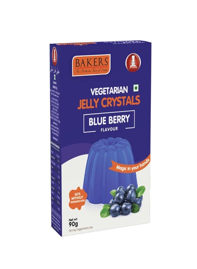 BAKERS Jelly Crystals | Blueberry Flavour | 100% Vegetarian | Easy to Make | Instant tasty dessert | Authentic Flavors Pack of 3 (90 gm x 3) - Image 1