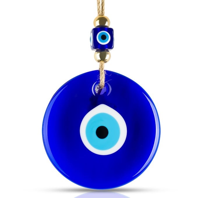 XLarge Evil Eye Wall Decor 52 Blue Glass Turkish Greek Nazar Amulet Good Luck Protection Charm Handmade Hanging Ornament for HomeOffice Garden Door Ojo Turco