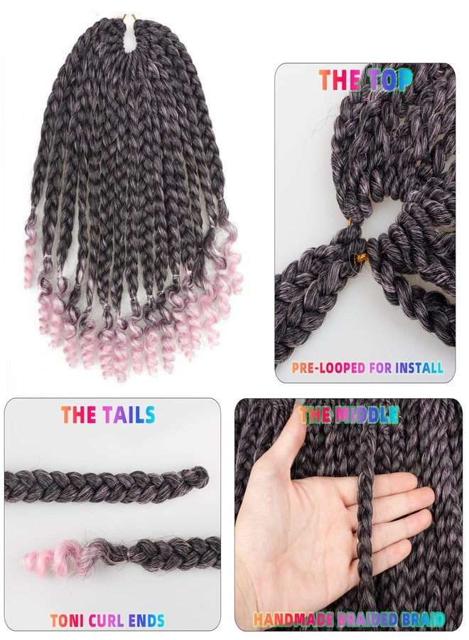 hahoness Short Goddess Box Braid Crochet Hair For Black Women and Baby Kids- 7 Packs 10 Inches Ombre Pink, Synthetic Hair With Toni Curl Ends Extensions (10 Inch-7Packs,T1B/Pink) - Image 3