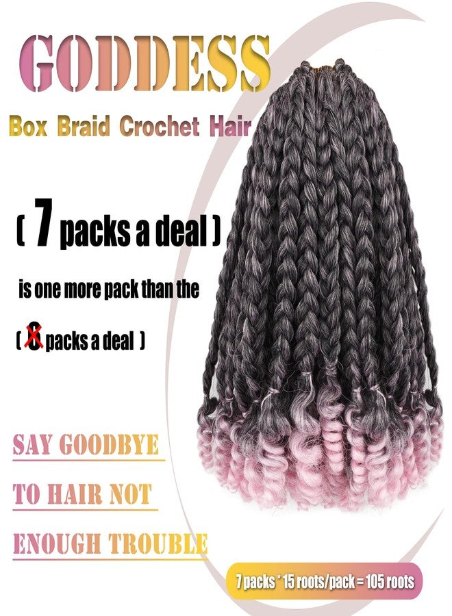 hahoness Short Goddess Box Braid Crochet Hair For Black Women and Baby Kids- 7 Packs 10 Inches Ombre Pink, Synthetic Hair With Toni Curl Ends Extensions (10 Inch-7Packs,T1B/Pink) - Image 4