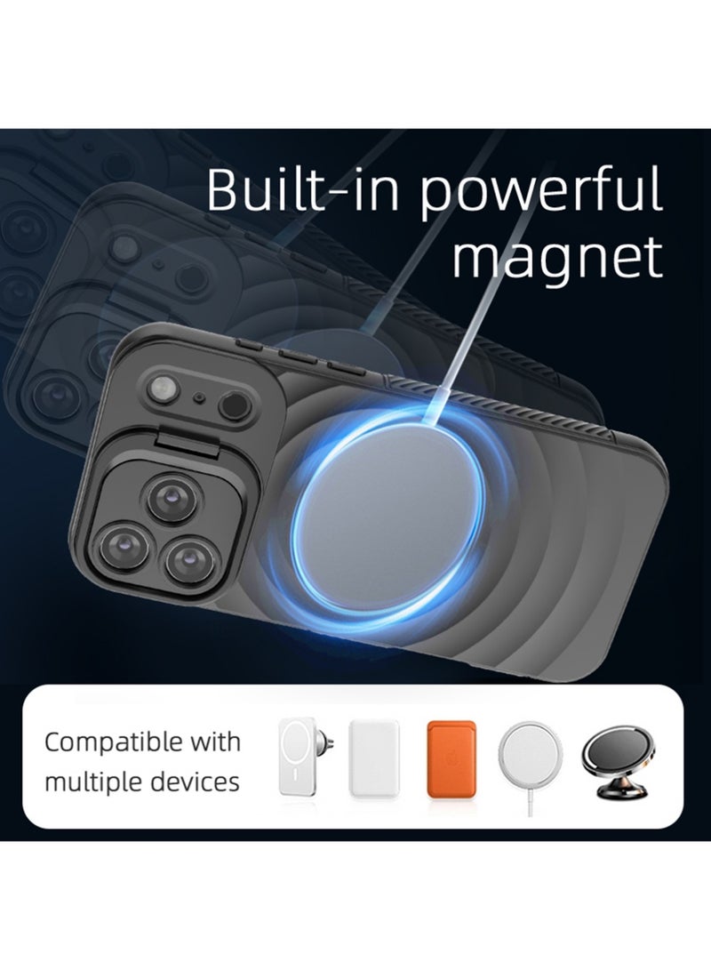 X-level for iPhone 17 Pro Max Case, Soft TPU Textured Anti-Slip Edge Grade Protective Cover [Compatible with MagSafe], Built-in Scratch-Resistant Back Case Cover Stand Phone Case Black - Image 4