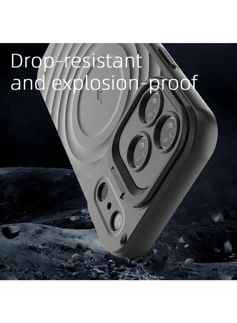 X-level for iPhone 17 Pro Max Case, Soft TPU Textured Anti-Slip Edge Grade Protective Cover [Compatible with MagSafe], Built-in Scratch-Resistant Back Case Cover Stand Phone Case Black - Image 3