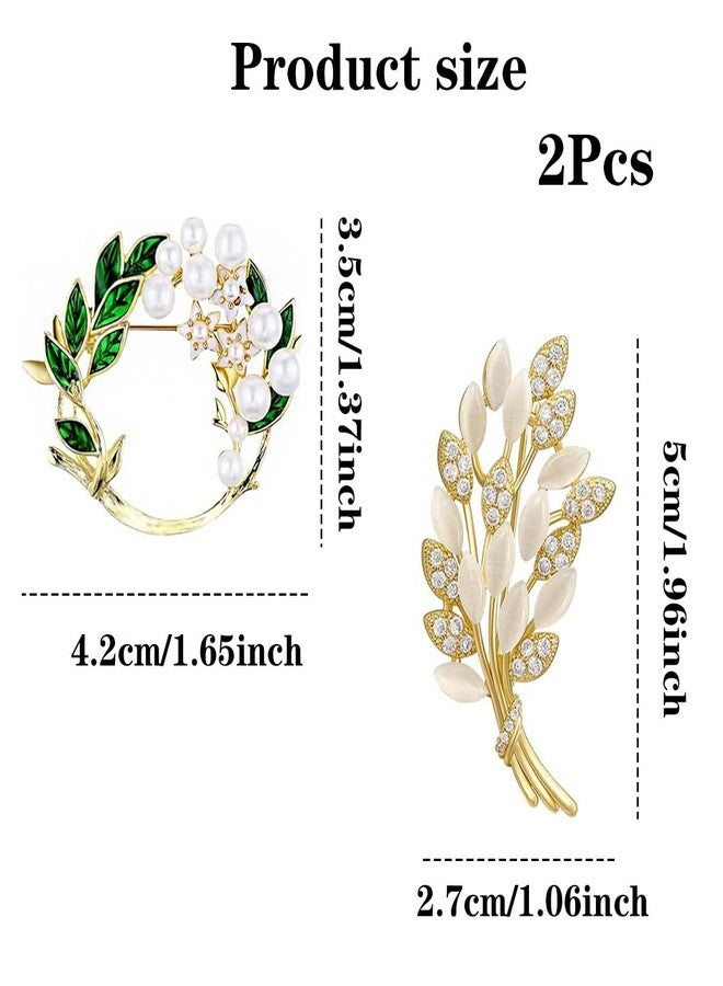 XFSAFDM 2Pcs Brooch Pin for Women, Pearl Enamel Camellia Brooch, Fashionable Safety Pin for Saree Pleats and Hijab, Elegant Accessory for Dresses and Special Occasions, Yellow and Green - Image 2