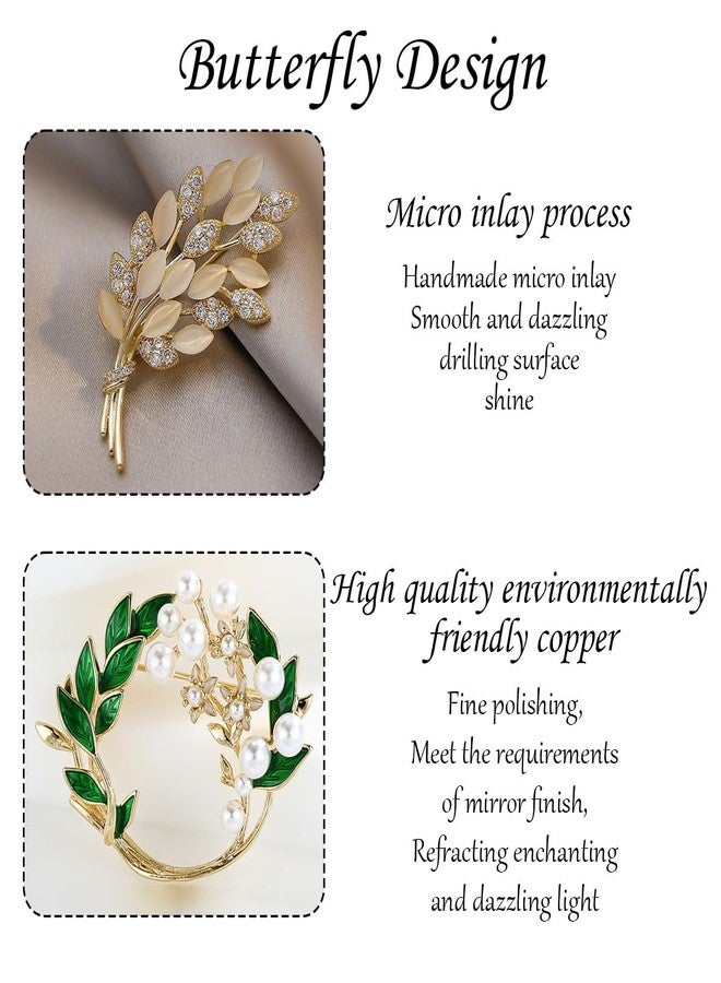 XFSAFDM 2Pcs Brooch Pin for Women, Pearl Enamel Camellia Brooch, Fashionable Safety Pin for Saree Pleats and Hijab, Elegant Accessory for Dresses and Special Occasions, Yellow and Green - Image 3