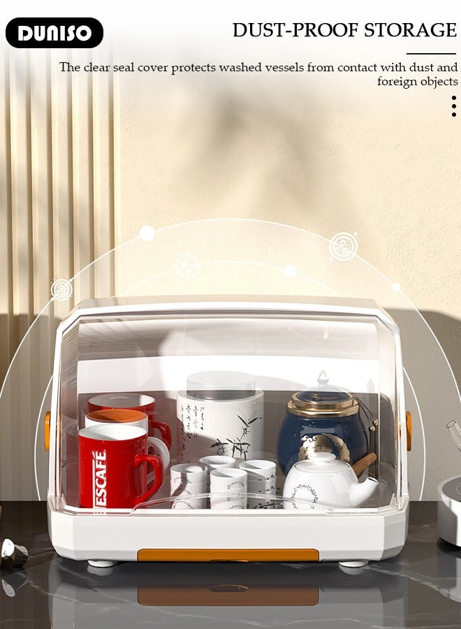 DUNISO حامل تجفيف زجاجات الأطفال، حامل تخزين الأكواب، منظم أكواب الشاي المضاد للغبار مع غطاء لحامل التجفيف متعدد الأغراض لزجاجات الحليب وأكواب الشاي الزجاجية - Image 3