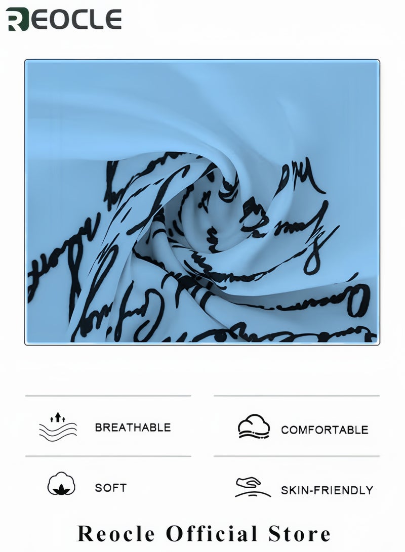 ريوكل قميص نسائي قميص موضة بطبعة حروف وياقة قميص بأكمام طويلة بطبعة صحف وأزرار قميص كاجوال فضفاض، قميص بأكمام طويلة وأنيق - Image 2