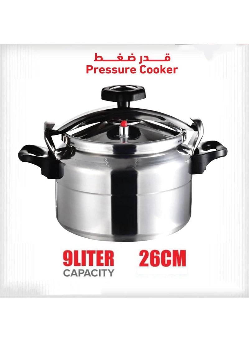 Dac 9 Liter Aluminum Pressure Cooker 26CM Extra Large Capacity Cooking Pot with Secure Safety Lock Lid Pressure Indicator and Heat Resistant Handles Ideal for Large Families Bulk Meal Prep and Catering Use  - Image 1