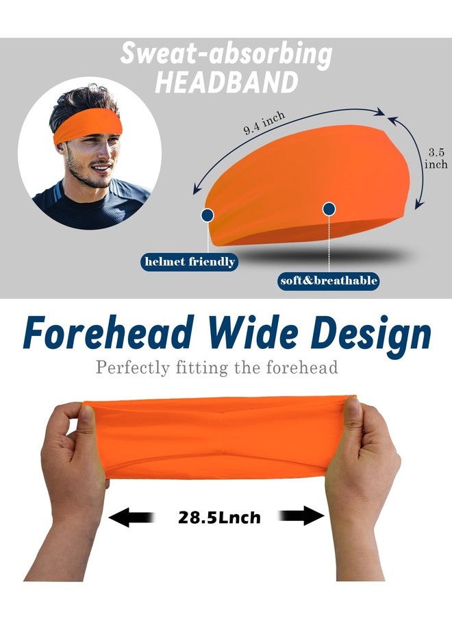 Supeniu Headband for Men & Women, Neon Orange Sweat Wicking Sports Sweatband Headbands, Workout Running Training Yoga Basketball Hairband (Neon Orange) - Image 4