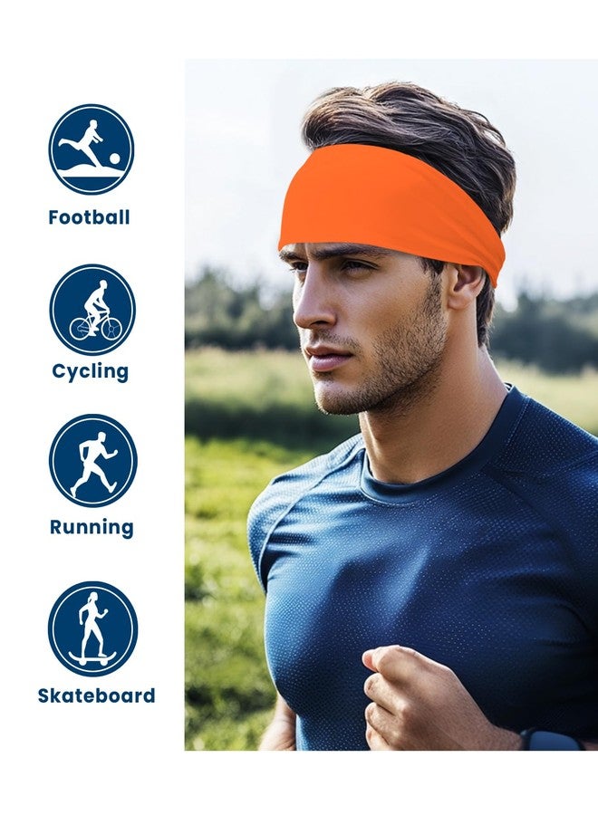 Supeniu Headband for Men & Women, Neon Orange Sweat Wicking Sports Sweatband Headbands, Workout Running Training Yoga Basketball Hairband (Neon Orange) - Image 2