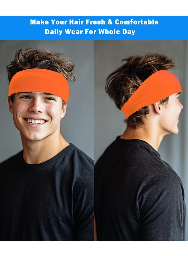 Supeniu Headband for Men & Women, Neon Orange Sweat Wicking Sports Sweatband Headbands, Workout Running Training Yoga Basketball Hairband (Neon Orange) - Image 5