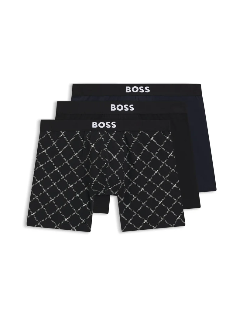 BOSS Three-pack of boxer briefs in stretch cotton
