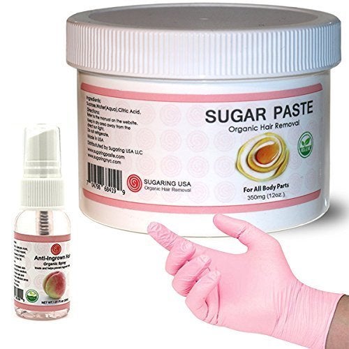 Sugaring NYC Sugaring NYC Kit  350 Jar Sugaring Paste Anti Ingrown Hair Solution and Set of Gloves  Perfect for Bikini Sugaring Brazilian Sugaring  Legs 