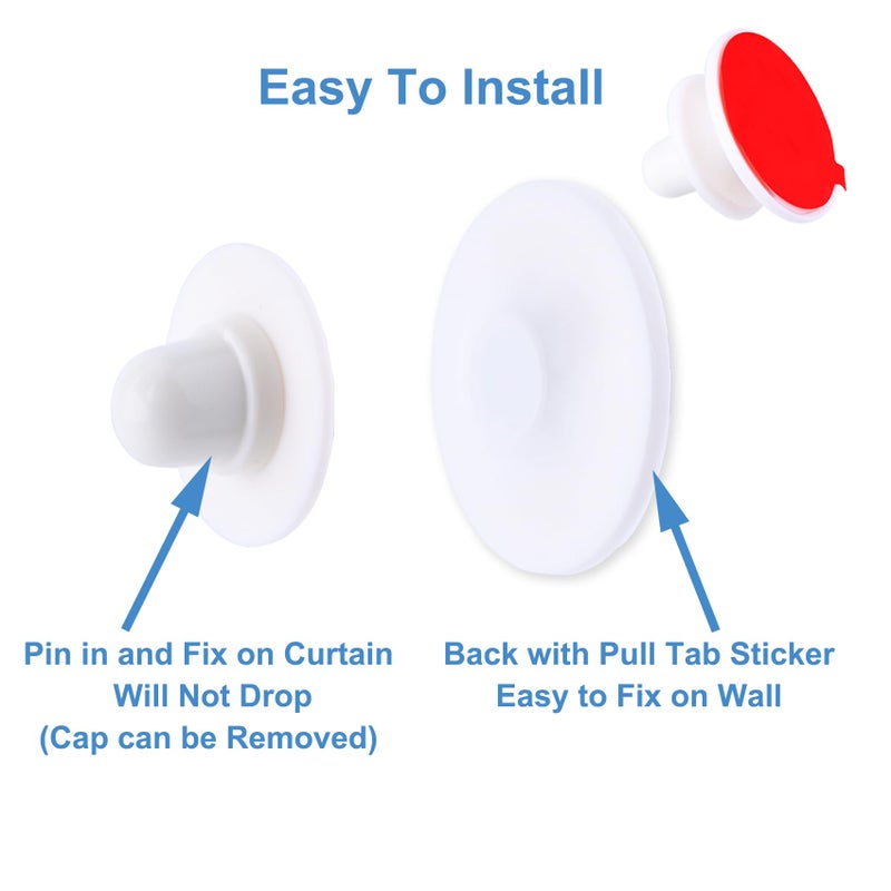 LEKUSHA Magnetic Shower Curtain Clips, Self Adhesive Splash Guard Clips, Keep Curtain Liner Closed to Wall, Stop Liner from Billowing, Prevent Water Off Floor, White, Pack of 4 - Image 5