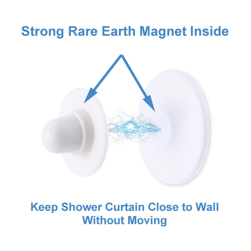 LEKUSHA Magnetic Shower Curtain Clips, Self Adhesive Splash Guard Clips, Keep Curtain Liner Closed to Wall, Stop Liner from Billowing, Prevent Water Off Floor, White, Pack of 4 - Image 4
