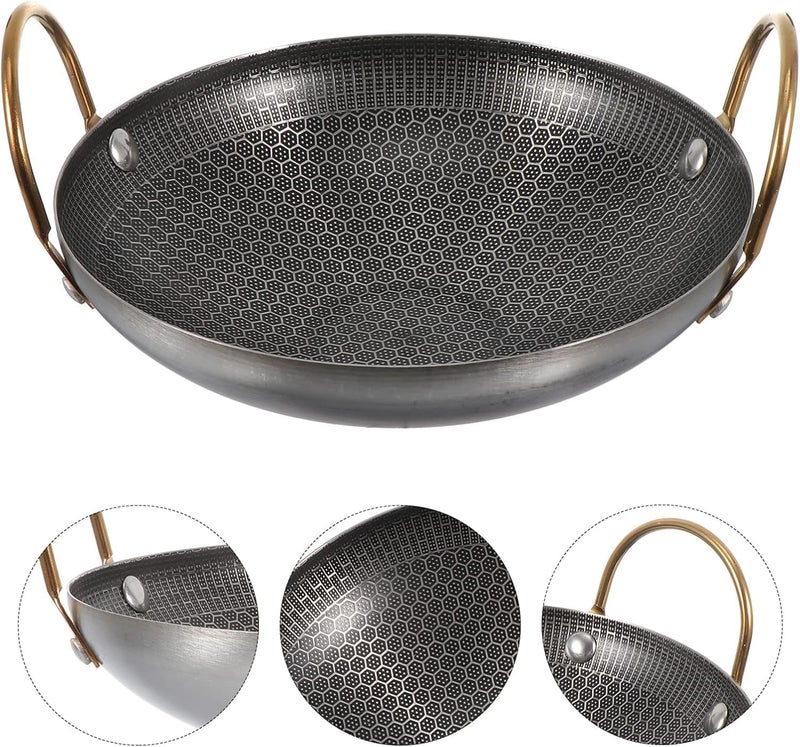 VALAJOGI Honeycomb Non Stick Fry Pan Round Stainless Steel Kadai for Cooking & Deep Frying with Strong Handle Kadai Non Stick Rice Pot Best Frying Pan Wok Heavy Base Lokhandi Kitchen Induction - Image 5