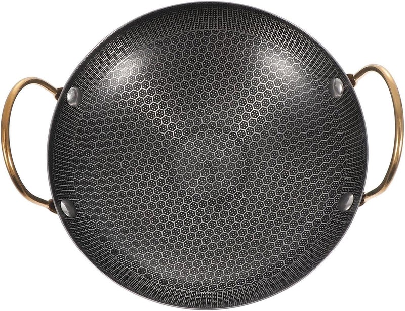 VALAJOGI Honeycomb Non Stick Fry Pan Round Stainless Steel Kadai for Cooking & Deep Frying with Strong Handle Kadai Non Stick Rice Pot Best Frying Pan Wok Heavy Base Lokhandi Kitchen Induction - Image 1
