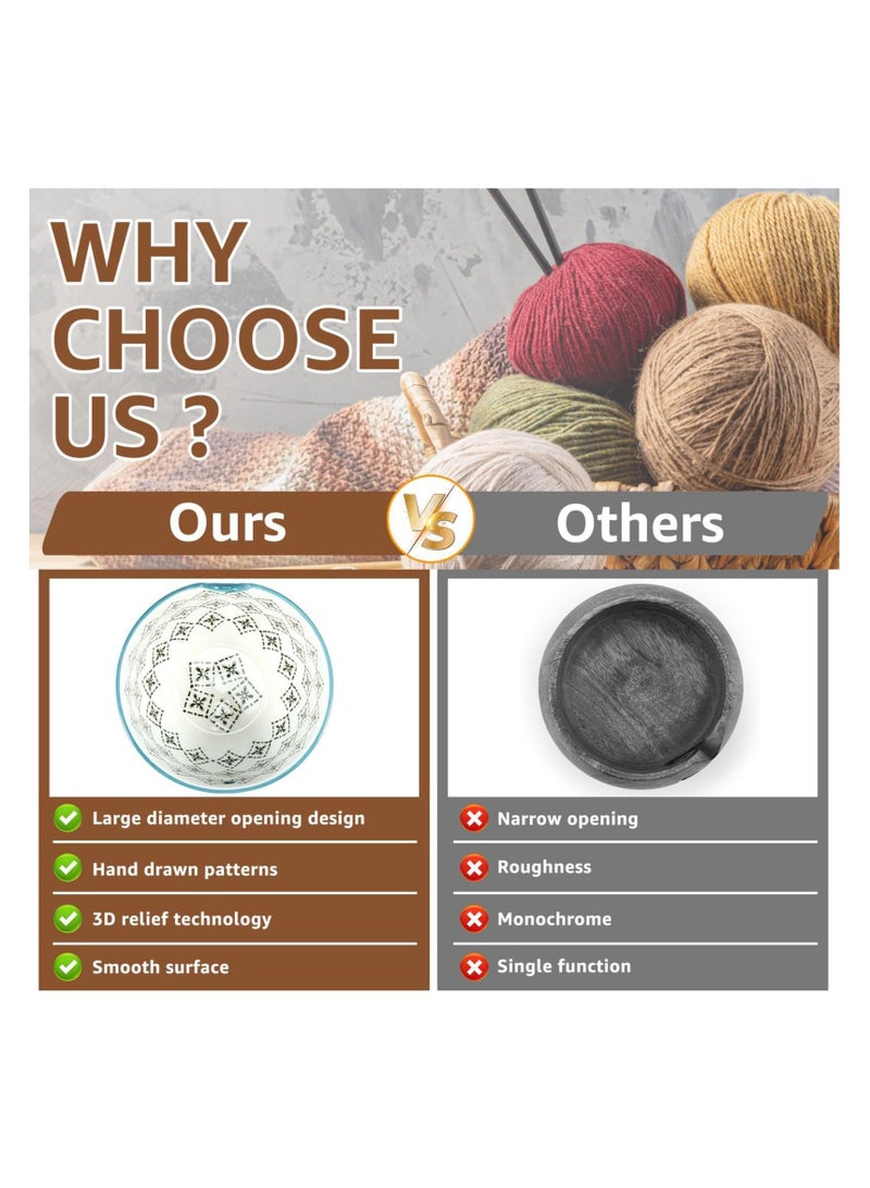 SOLARAE وعاء خيوط للحياكة، أوعية حياكة للخيوط، أوعية كروشيه سيراميكية دائرية، وعاء تخزين خيوط، أوعية كروشيه محمولة، وعاء حامل خيوط رائع للحياكة، هدية مثالية للحياكة والكروشيه - Image 5