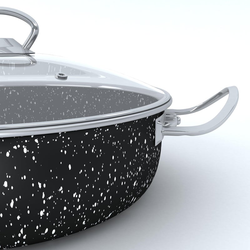 LAPIS Granite Suate Pan With Glass Lid Size 26 cm Black 2 Piece - Image 3