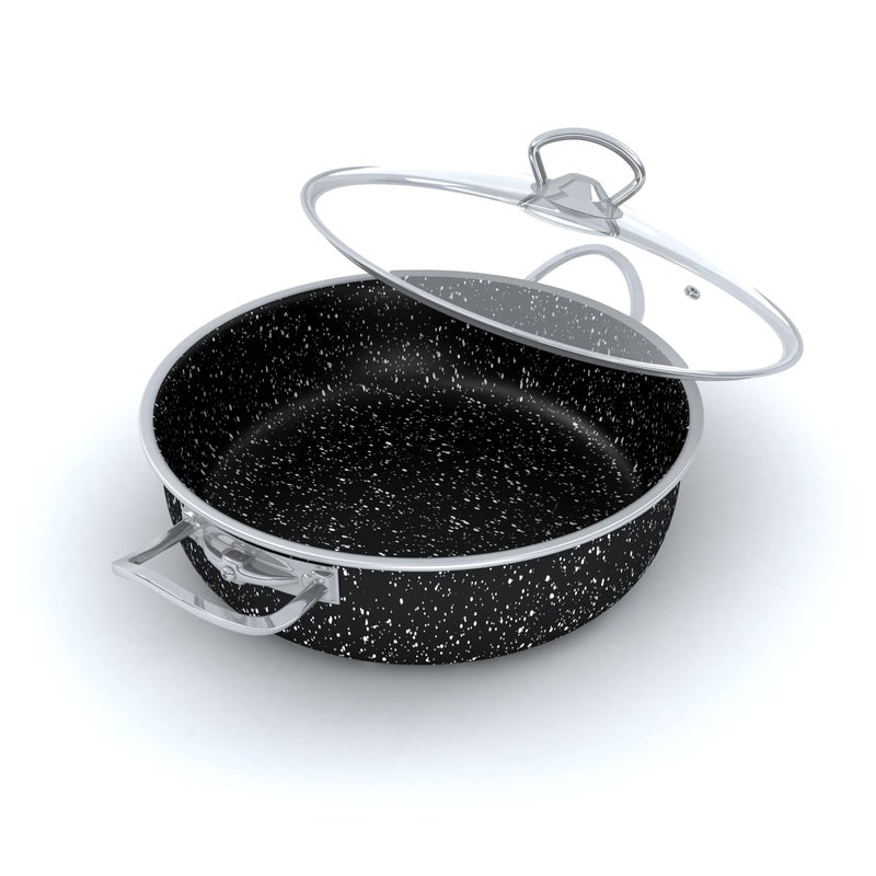 LAPIS Granite Suate Pan With Glass Lid Size 26 cm Black 2 Piece - Image 2
