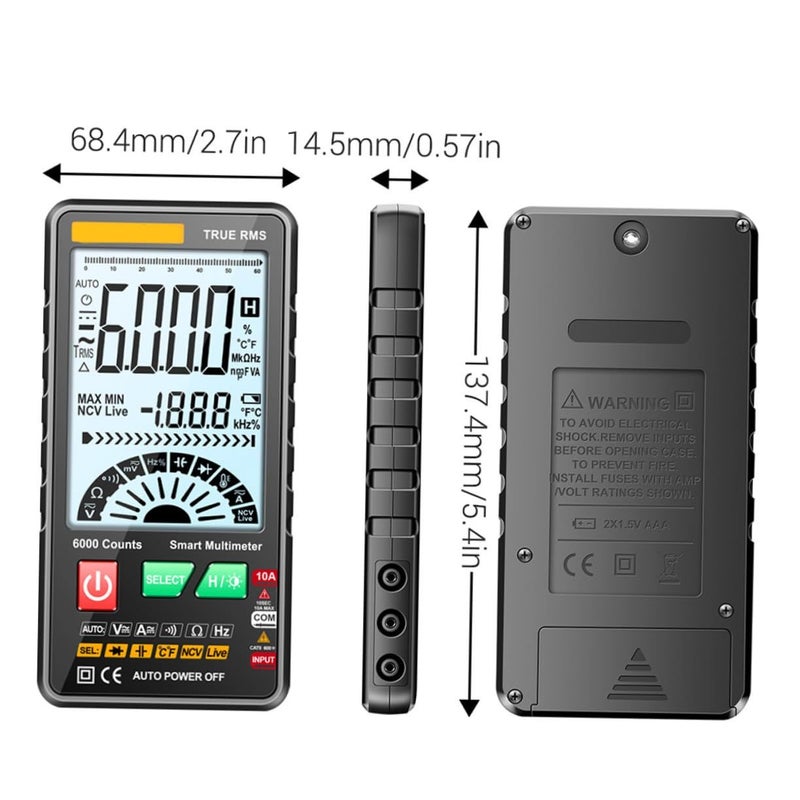 Digital Multimeter Pocket Tester AC DC Voltage Temperature Resistance Frequency Capacitance Measurement with Buzzer - Image 3