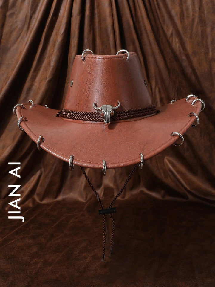 Western Cowboy Hat Women California Outdoor Sun Protection Drawstring Hat Felt - Image 1