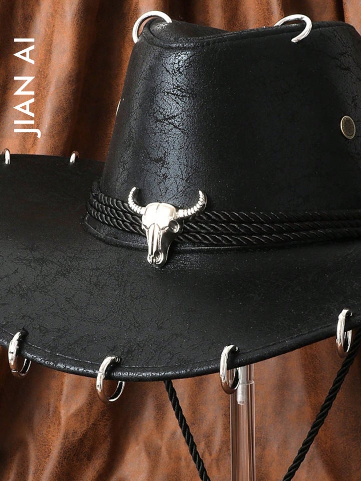 Western Cowboy Hat Women California Outdoor Sun Protection Drawstring Hat Felt - Image 2