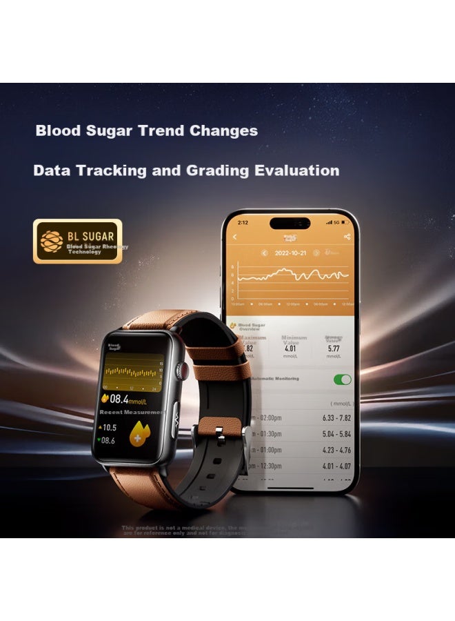 Dido R50Promax Blood Glucose And Blood Pressure Monitoring Smart Watch For Men And Women, Home Blood Glucose Meter, Non-Invasive Wrist Ecg Blood Pressure Recorder, Health Monitoring Smart Watch - Image 2