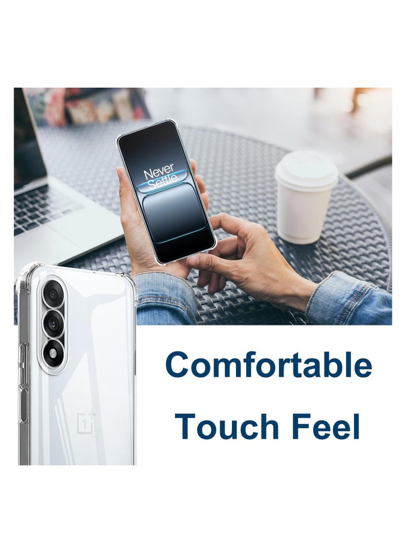 غلاف حماية لجهاز OnePlus Nord 5 5G، مع واقيين زجاج مقوى للشاشة، حماية شفافة للغاية للزوايا، من مادة TPU الناعمة المقاومة للخدوش والممتصة للصدمات، مع إطار متين. - Image 4