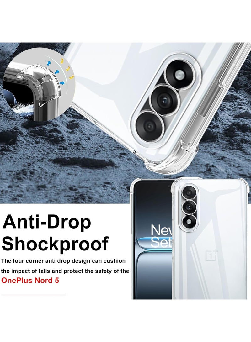 غلاف حماية لجهاز OnePlus Nord 5 5G، مع واقيين زجاج مقوى للشاشة، حماية شفافة للغاية للزوايا، من مادة TPU الناعمة المقاومة للخدوش والممتصة للصدمات، مع إطار متين. - Image 2