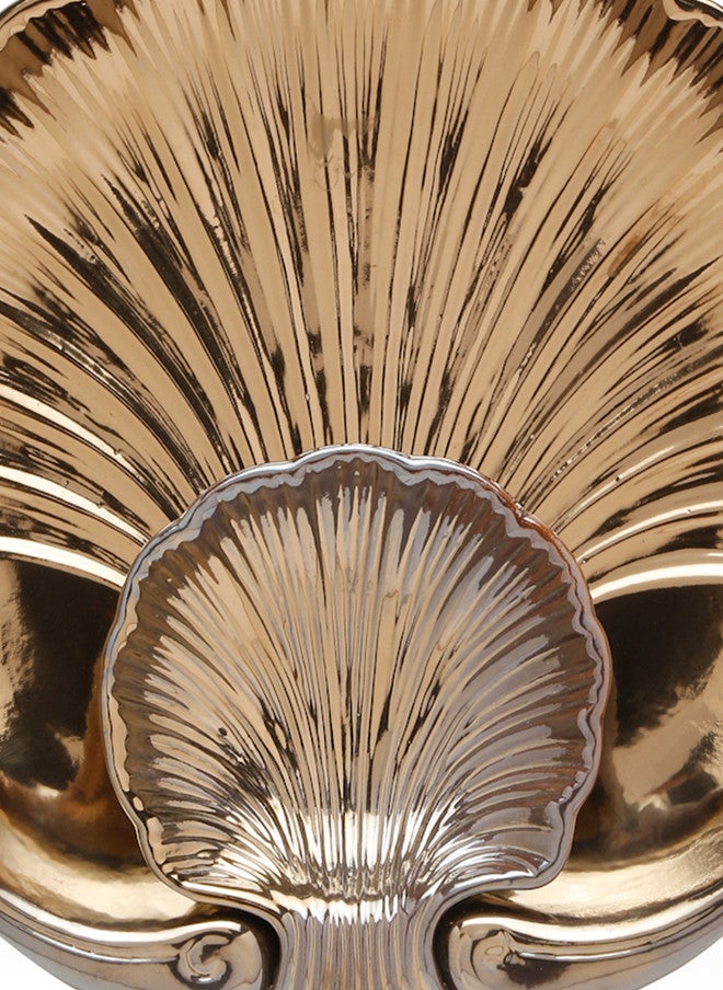 Arrabi GoldToned Glossy Textured Ceramic Shell Platter - Image 5