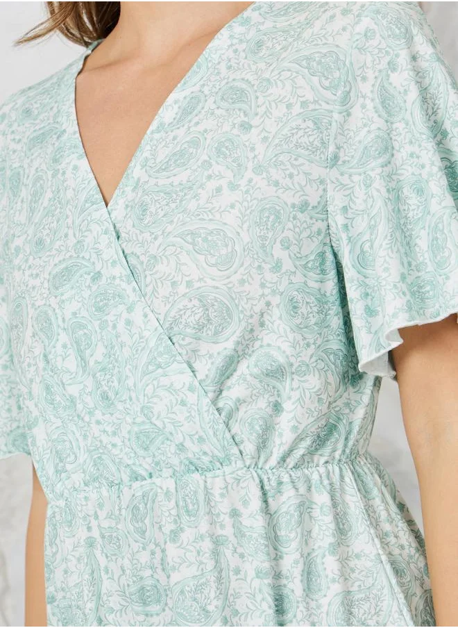 Styli Styli Floral Printed Wrap Over Nightdress
