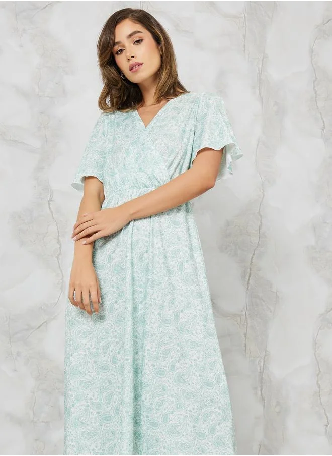 Styli Styli Floral Printed Wrap Over Nightdress