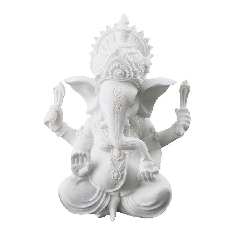 Winterworm White Ganesha Elephant God Statue Sandstone Handmade Sculpture Buddha Figurine Decoration for Home Decoration Crafts Gifts