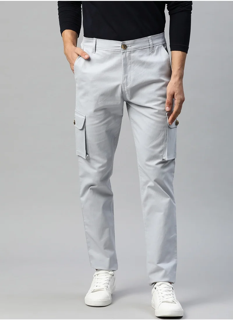 هوبرهولمي Sky Blue Slim Fit Cargo Trousers for Men