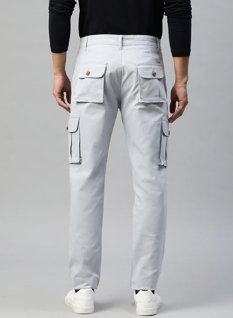 Hubberholme Sky Blue Slim Fit Cargo Trousers for Men