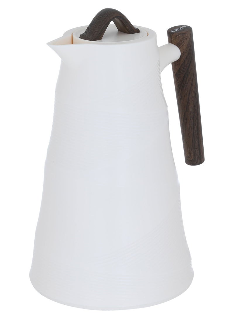 Glory Glory Bamboo Beige Thermos With Dark Wooden Handle 1L - Image 2