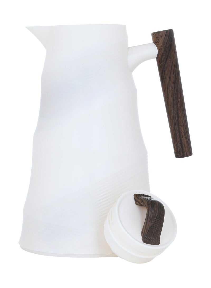 Glory Glory Bamboo Beige Thermos With Dark Wooden Handle 1L - Image 3