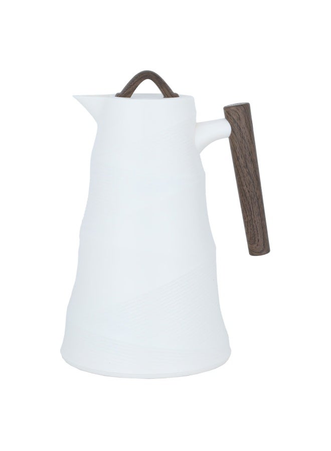 Glory Glory Bamboo Beige Thermos With Dark Wooden Handle 1L - Image 1