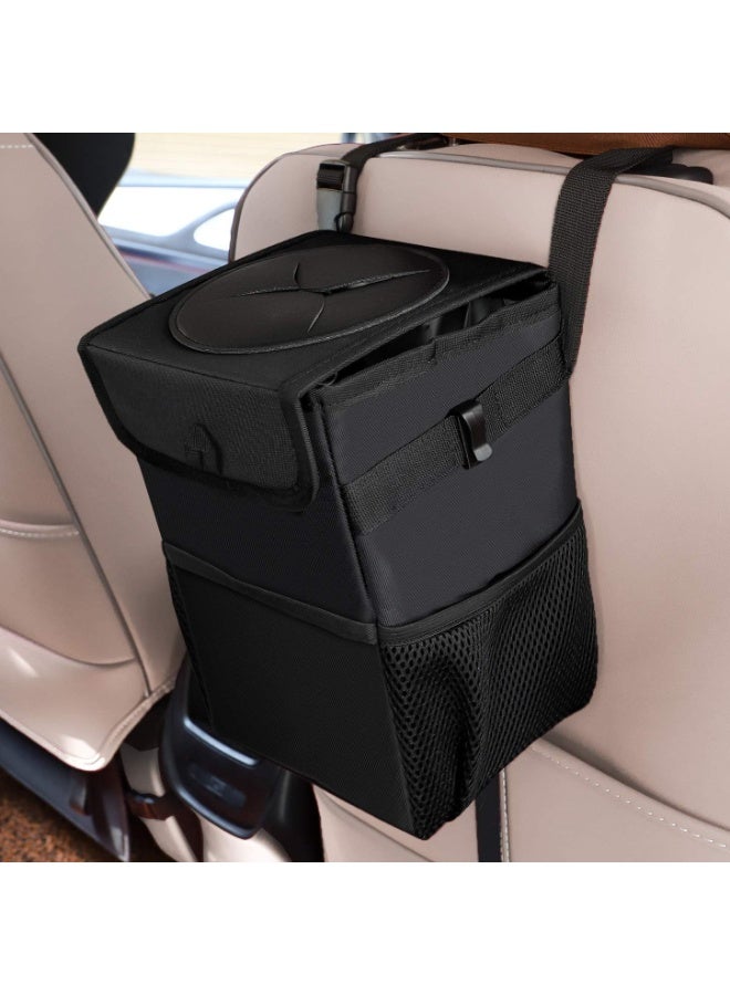 Womdee Car Trash Cans With Lid, Multipurpose Garbage Bag And 3 Storage Pockets, Portable Accessories/Toy/Car Organizer, 100% Waterproof Leak-Proof For Truck, Minivan & Vehicle  - Image 1