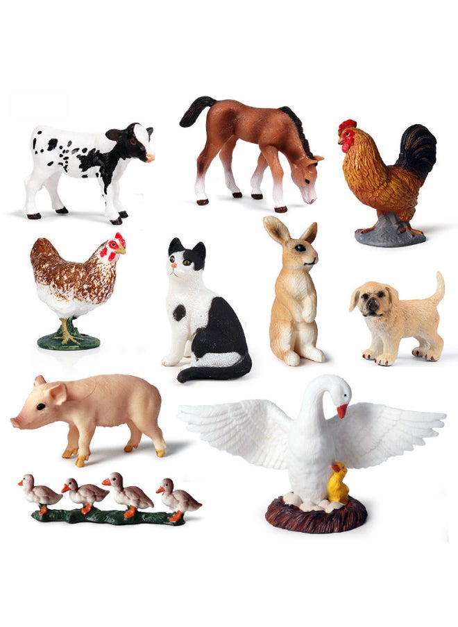 Generic - Simulation Animal Model Giraffe Elephant Rhino Brown Bear Tiger Lion Leopard Hippo Solid Cognitive Toy Ornaments-Color:S473 Black And White Standing Bullfight + Cowboy - Image 1