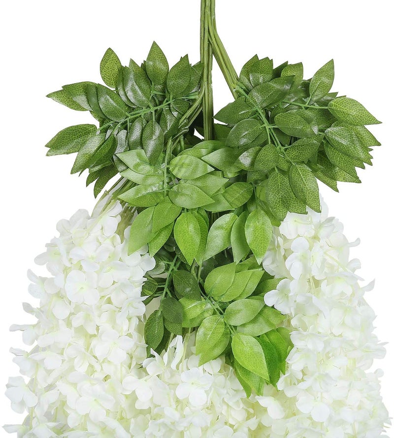 Bianco 12 Pack 3.6 Feet Artificial Wisteria Vine Ratta Hanging Garland Faux Silk Flowers String Home Party Wedding Decor (12, White) - Image 3