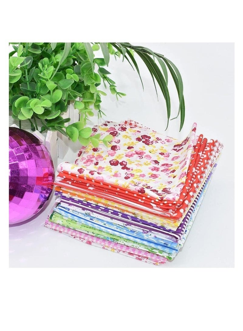 42pcs 10 "x10" مربعات قماش القطن خياطة اللحف بتصميم متعدد الألوان مسبقًا من النسيج الحرفي الأزهار المطبوعة لخلاص الخياطة DIY خياطة خياطة خياطة خياطة خياطة خياطة مرقفة (أحمر/وردي/أصفر/أخضر/أزرق/أرجواني)  - Image 3