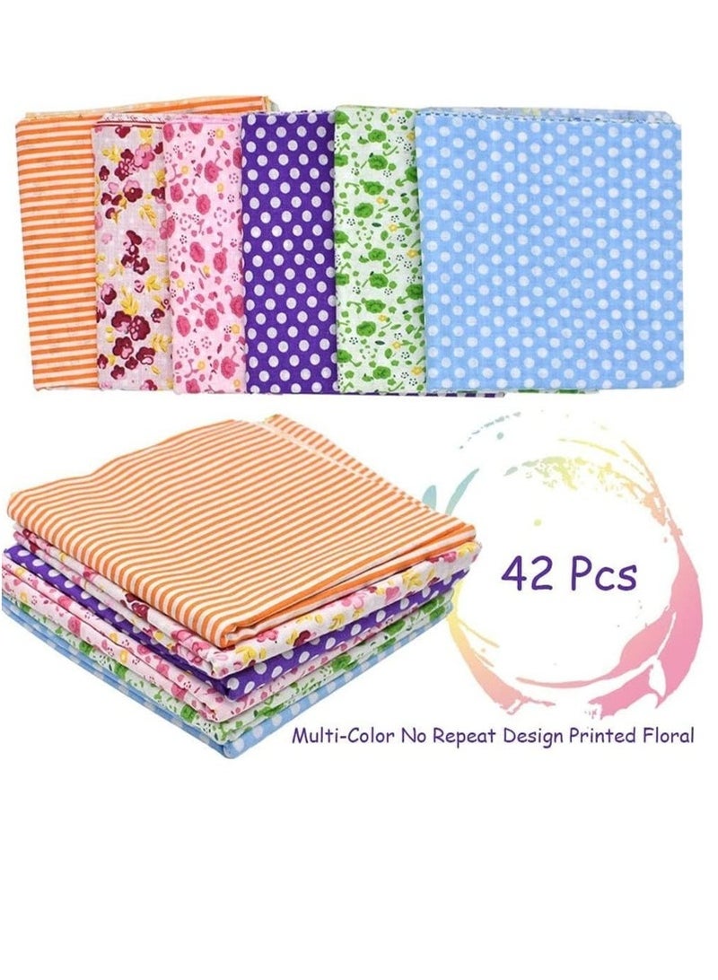 42pcs 10 "x10" مربعات قماش القطن خياطة اللحف بتصميم متعدد الألوان مسبقًا من النسيج الحرفي الأزهار المطبوعة لخلاص الخياطة DIY خياطة خياطة خياطة خياطة خياطة خياطة مرقفة (أحمر/وردي/أصفر/أخضر/أزرق/أرجواني)  - Image 5