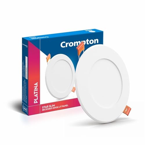 Crompton Star Slim Recessed Downlighter 18W Round Warm White | Pack of 1 | False Ceiling required, Cutout: 8" | For Hall, Bedroom, Kitchen, Office, Store - Image 1