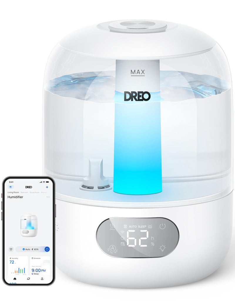 Dreo Humidifiers for Bedroom Cool Mist Ultrasonic Humidifier with 26dB Quiet RGB Lighting Top Fill 3L Tank Easy Clean 30 Hr Runtime for Home Baby Plant Nursery Work with GoogleAlexa