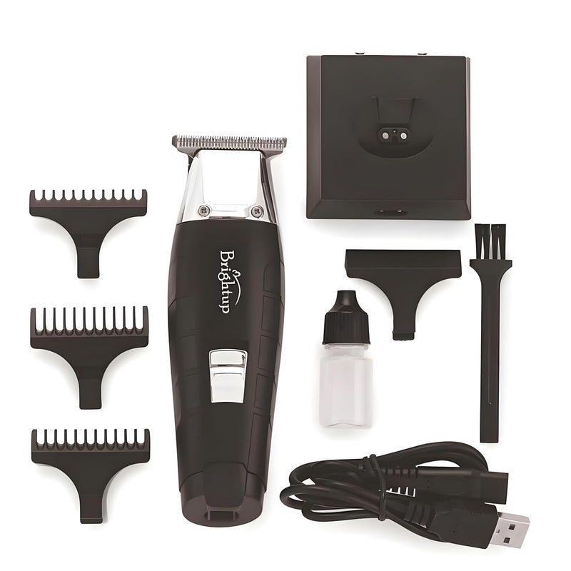 Brightup Beard Trimmer for Men, Cordless Rechargeable Hair Clipper with USB Fast Charging, Skin Protect Grooming Kit, 90 Min Runtime, Professional Trimmer with Charging Indicator (Black, 2666) - Image 1