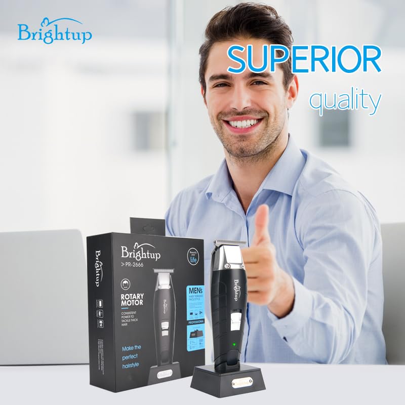 Brightup Beard Trimmer for Men, Cordless Rechargeable Hair Clipper with USB Fast Charging, Skin Protect Grooming Kit, 90 Min Runtime, Professional Trimmer with Charging Indicator (Black, 2666) - Image 5