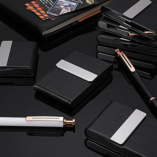 Yexiya 6 Pcs Leather Business Card Holder Case PU Leather Business Pocket Card Holders Wallet with Magnetic Closure for Men Women Office Gifts, Black - Image 5