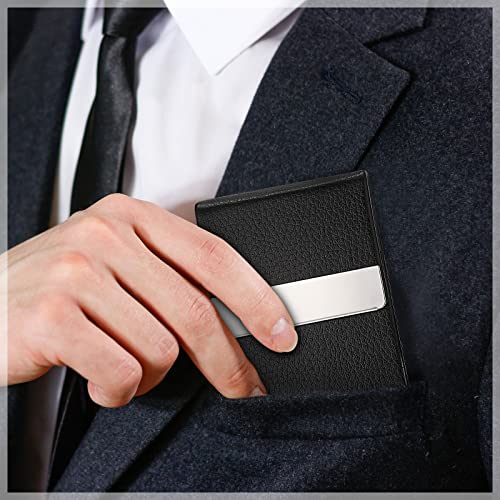Yexiya 6 Pcs Leather Business Card Holder Case PU Leather Business Pocket Card Holders Wallet with Magnetic Closure for Men Women Office Gifts, Black - Image 4