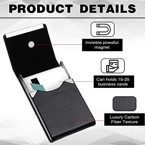 Yexiya 6 Pcs Leather Business Card Holder Case PU Leather Business Pocket Card Holders Wallet with Magnetic Closure for Men Women Office Gifts, Black - Image 3